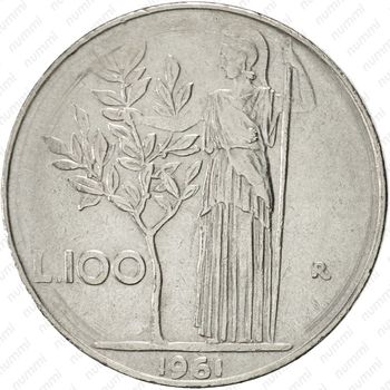 100 лир 1961 - Реверс