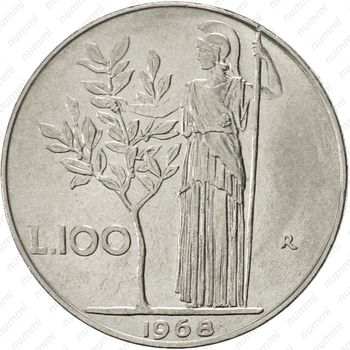 100 лир 1968 - Реверс
