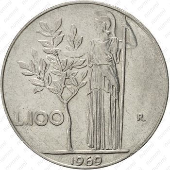100 лир 1969 - Реверс