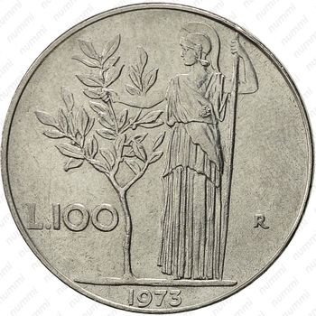 100 лир 1973 - Реверс