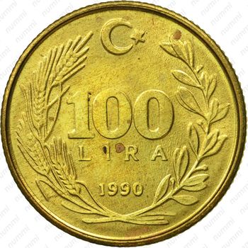 100 лир 1990 - Реверс
