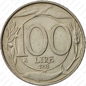 100 лир 1993 - Реверс