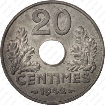 20 сантимов 1942 - Реверс