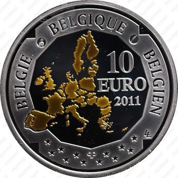 10 евро 2011, Огюст Пикар - Аверс