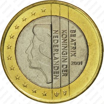 2 евро 2001, регулярный чекан Нидерландов - Аверс