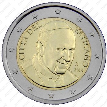 2 евро 2014, регулярный чекан Ватикана (Франциск) - Аверс
