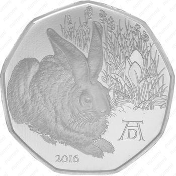 5 евро 2016, заяц, серебро (серебро) (серебро) - Реверс