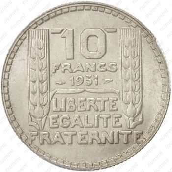 10 франков 1931 - Реверс
