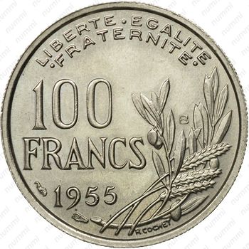 100 франков 1955, B - Реверс
