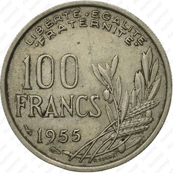 100 франков 1955, без обозначения монетного двора - Реверс
