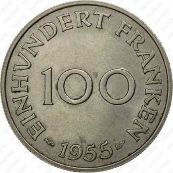 100 франков 1955 - Реверс