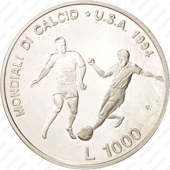 1000 лир 1994, ЧМ по футболу - Реверс
