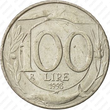 100 лир 1998 - Реверс