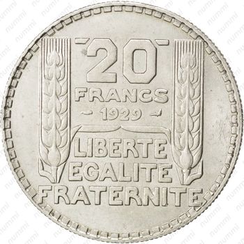 20 франков 1929 - Реверс