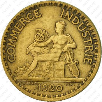 1 франк 1920, желтый цвет - Аверс