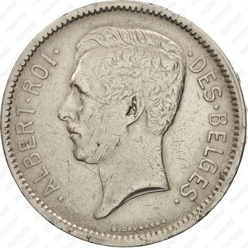 5 франков 1934, надпись на французском -"ALBERT ROI DES BELGES" - Аверс