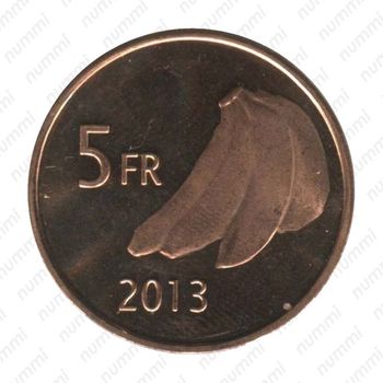 5 франков 2013 - Реверс