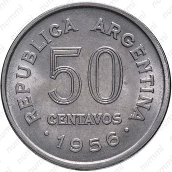 50 сентаво 1956 - Реверс