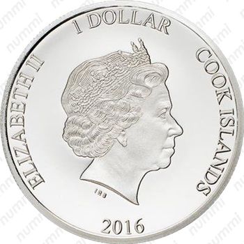 1 доллар 2016, Brexit Острова Кука - Аверс