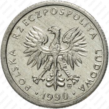 1 злотый 1990, старый тип - Аверс