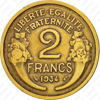 2 франка 1934 - Реверс