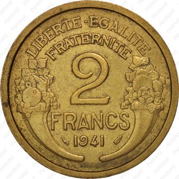 2 франка 1941, алюминиевая бронза - Реверс