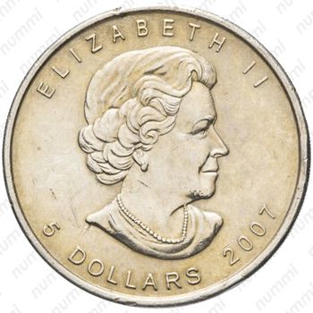 5 долларов 2007, Канада - Аверс
