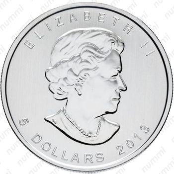 5 долларов 2013, Канада - Аверс