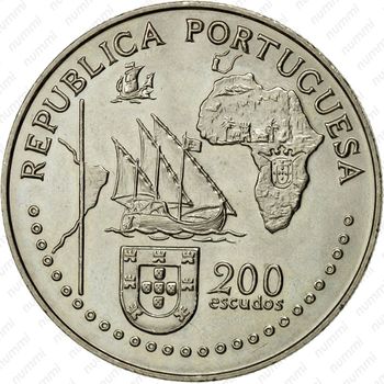 200 эскудо 1994, Тордесильясский договор - Аверс