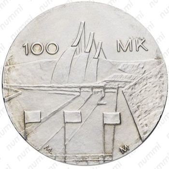 100 марок 1989, лыжи - Реверс