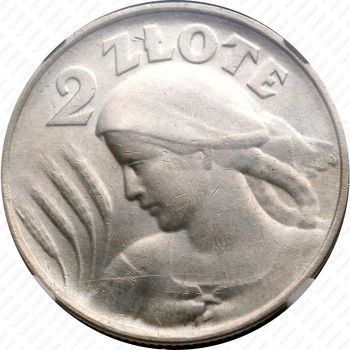 2 злотых 1924, без отметки монетного двора - Аверс
