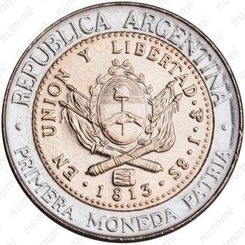 1 песо 2013, 200 лет первой национальной монете [Аргентина] - Аверс
