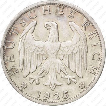 1 рейхсмарка 1925, J, знак монетного двора "J" — Гамбург [Германия] - Аверс