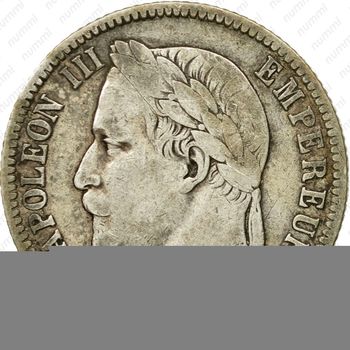 1 франк 1867, BB, знак монетного двора: "BB" - Страсбург [Франция] - Аверс