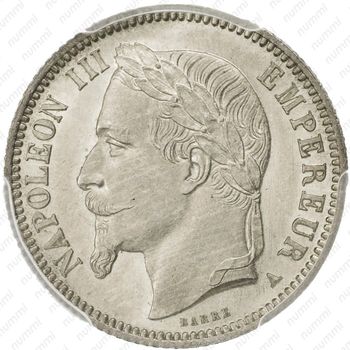 1 франк 1868, A, знак монетного двора: "A" - Париж [Франция] - Аверс