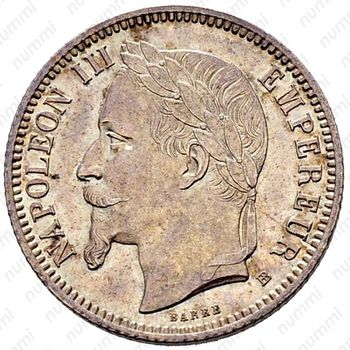 1 франк 1870, BB, знак монетного двора: "BB" - Страсбург [Франция] - Аверс