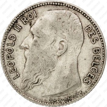 1 франк 1909, надпись на французском - "DES BELGES" [Бельгия] - Аверс
