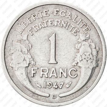 1 франк 1947, B, знак монетного двора: "B" -" Бомон-ле-Роже" [Франция] - Реверс