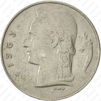 1 франк 1963, надпись на голландском - "BELGIE" [Бельгия] - Аверс