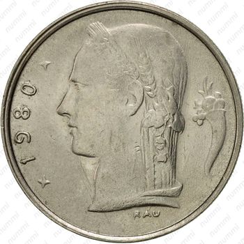 1 франк 1980, надпись на голландском - "BELGIE" [Бельгия] - Аверс