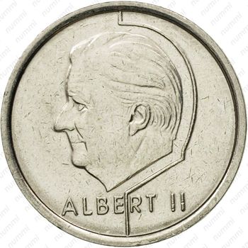 1 франк 1996, надпись на голландском - "BELGIE" [Бельгия] - Аверс