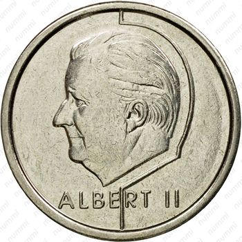 1 франк 1997, надпись на голландском - "BELGIE" [Бельгия] - Аверс