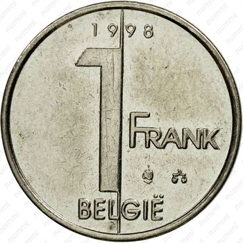 1 франк 1998, надпись на голландском - "BELGIE" [Бельгия] - Реверс