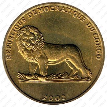 1 франк 2002, черепаха [Демократическая Республика Конго] - Аверс