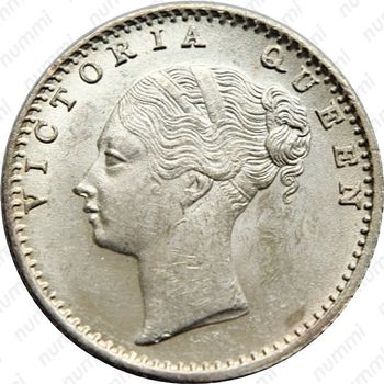 1/4 рупии 1840, "VICTORIA QUEEN" над головой [Индия] - Аверс