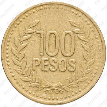 100 песо 1994, Большие цифры номинала [Колумбия] - Реверс