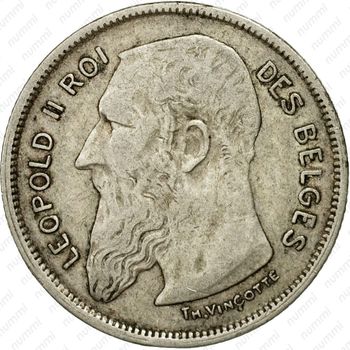 2 франка 1909, надпись на французском - "DES BELGES" [Бельгия] - Аверс