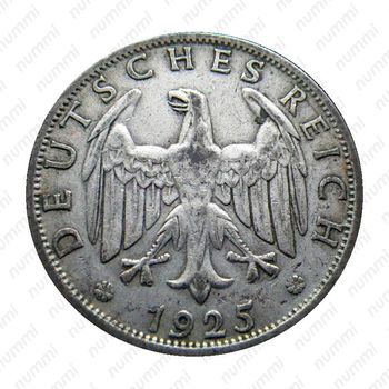 2 рейхсмарки 1925, A, знак монетного двора "A" — Берлин [Германия] - Аверс