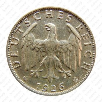 2 рейхсмарки 1926, D, знак монетного двора "D" — Мюнхен [Германия] - Аверс