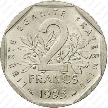 2 франка 1993, 50 лет Национальному движению сопротивления [Франция] - Реверс